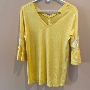 J Jill double v embroidered top